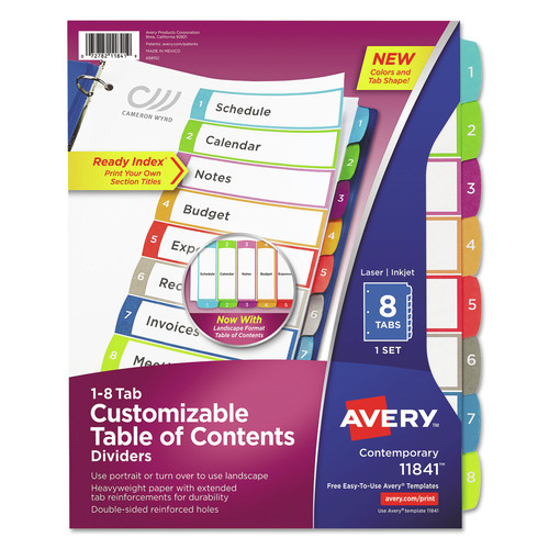 test | Avery 11841 1 - 8 Tab Customizable TOC Ready Index Divider Set - Multicolor (1 Set) image number 0