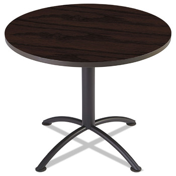 Iceberg 69718 iLand 36 in. x 29 in. Round Top, Contoured Edges, Cafe-Height Table - Mahogany/Black