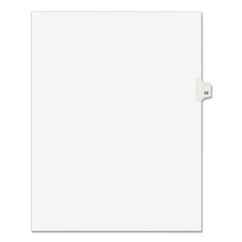 Avery 01059 11 in. x 8.5 in. 10-Tab 59 Tab Titles Avery Style Preprinted Legal Exhibit Side Tab Index Dividers - White (25-Piece/Pack)