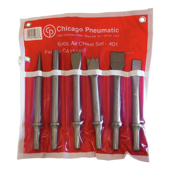 Chicago Pneumatic CA155807 6-Piece 10 2mm Round Shank Chisel Set