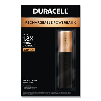 Duracell DMLIONPB1 Compact Lithium-Ion Rechargeable 1 Day 3350 mAh Cordless Powerbank