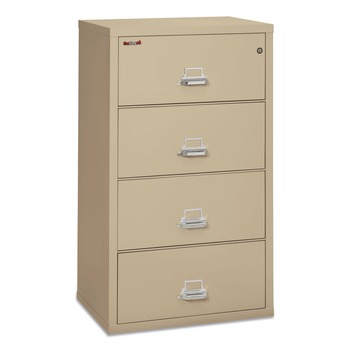 FireKing 4-3122-CPA 31.13 in. x 22.13 in. x 52.75 in. UL Listed 350 Degree, Letter/Legal, Four-Drawer Lateral File - Parchment