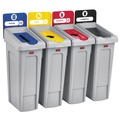 Waste Cans | Rubbermaid Commercial 2007919 Slim Jim 92 gal. 4 Stream Landfill/Paper/Plastic/Cans Recycling Station Kit - Gray image number 0