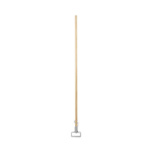 Cleaning and Janitorial Accessories | Boardwalk BWK609 60 in. Spring Grip Metal Head Mop Handle - Natural image number 0
