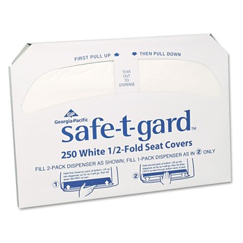 Georgia Pacific Professional 47046 14.5 in. x 17 in. Safe-T-Gard 1/2-Fold Toilet Seat Covers - White (20 Packs/Carton, 250/Pack )