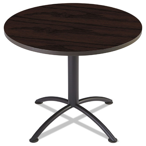 Iceberg 69718 iLand 36 in. x 29 in. Round Top, Contoured Edges, Cafe-Height Table - Mahogany/Black image number 0
