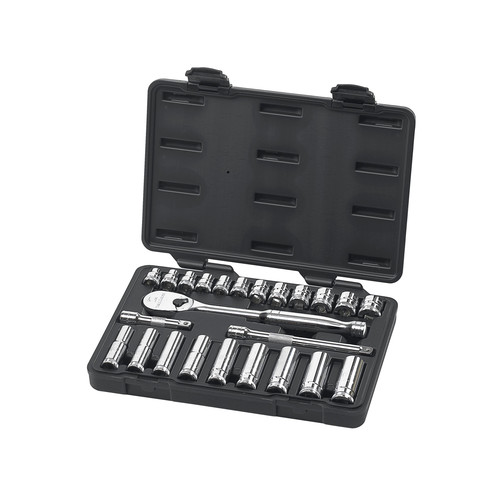 GearWrench 80559 24-Piece 3/8 in. Drive Metric Standard/Deep Socket and Wrench Set image number 0