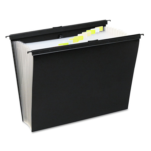 Wilson Jones W68205 Letter Size Slide-Bar 12 Divider Expanding File Cabinet Pocket - Black image number 0