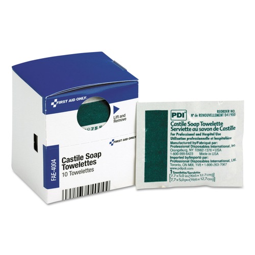 First Aid Only FAE-4004 Castile Soap Towelettes (10/Box) image number 0