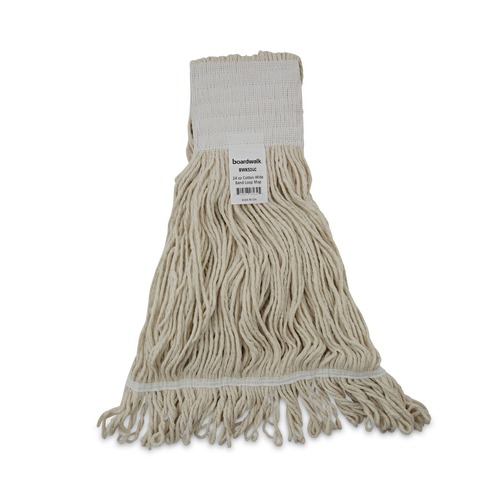 Friends and Family Sale - Save up to $60 off | Boardwalk BWK524C 24 oz. Pro Loop Web/Tailband Premium Saddleback Mop Head - White (12/Carton) image number 0