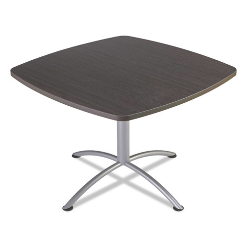 Office Desks & Workstations | Iceberg 69744 iLand 42 in. x 42 in. x 29 in. Square Top, Contoured Edges, Cafe-Height Table - Gray Walnut/Silver image number 0