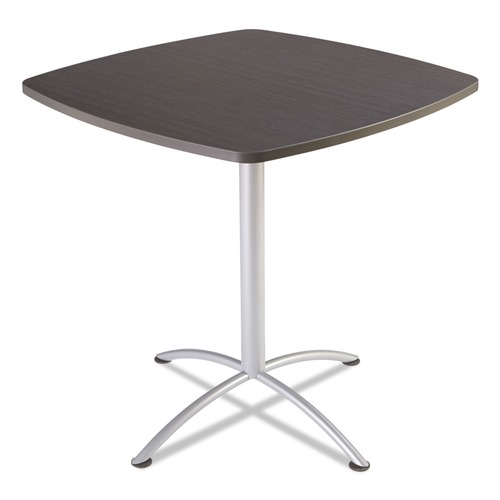 Iceberg 69764 iLand 42 in. x 42 in. 42 in. Square Edgeband Bistro Table - Gray Walnut/Silver image number 0