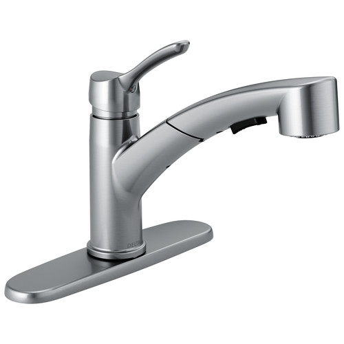 Delta 4140-AR-DST Single Handle Pull-Out Kitchen Faucet (Arctic Stainless) image number 0