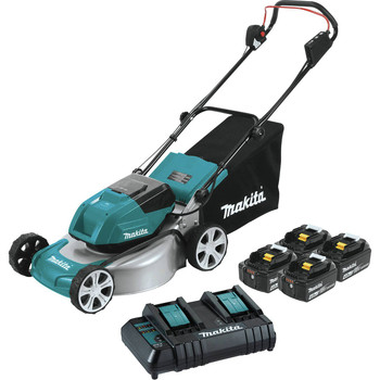 LAWN MOWERS | Makita XML03CM1 18V X2 (36V) LXT Brushless Lithium-Ion 18 in. Cordless Lawn Mower Kit with 4 Batteries (4 Ah)