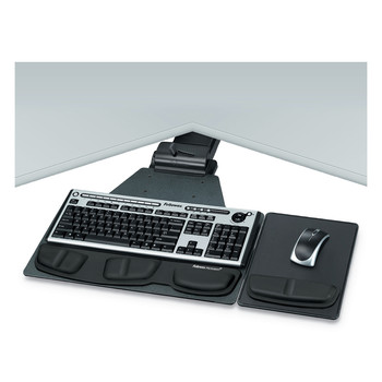 Fellowes Mfg Co. 8035901 Professional Series 28.19 in. x 21.25 in. x 5.75 in. Corner Executive Keyboard Tray - Black