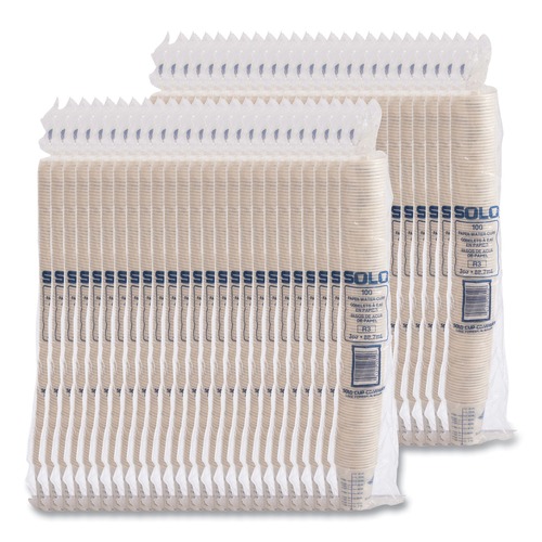 New Arrivals | SOLO R3-43107 3oz Paper Medical & Dental Graduated Cups - White/Blue (100/Bag, 50 Bags/Carton) image number 0