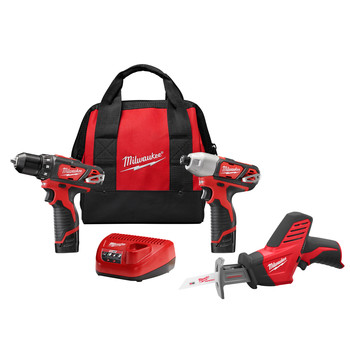 Milwaukee 2498-23 M12 Cordless Lithium-Ion 3-Tool Combo Kit Milwaukee 2498-23 M12 Cordless Lithium-Ion 3-Tool Combo Kit