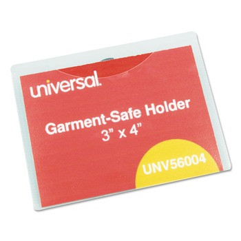 PRODUCTS | Universal UNV56004 3 in. x 4 in. Badge Holders with Garment-Safe Clips and White Inserts - Clear (50/Box)