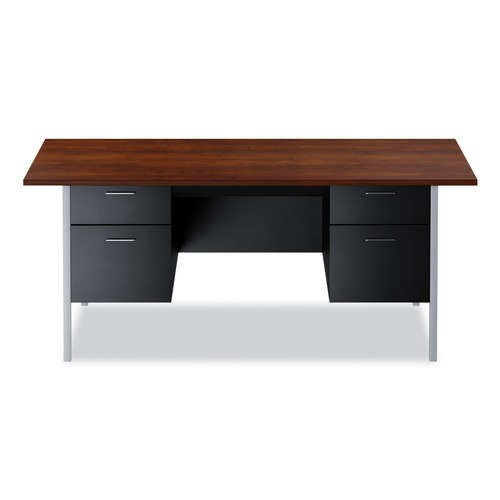 Office Desks & Workstations | Alera ALESD7236BM Double Pedestal 72 in. x 36 in. x 29.5 in. Steel Desk - Mocha/Black image number 0