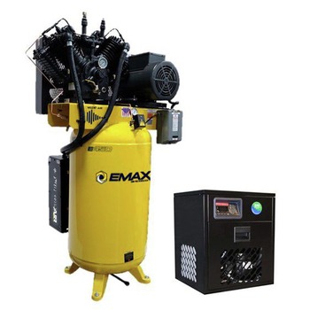 STATIONARY AIR COMPRESSORS | EMAX ESP10V080V1PK 10 HP 80 Gallon Oil-Lube Stationary Air Compressor with 115V 7.2 Amp Refrigerated Corded Air Dryer Bundle