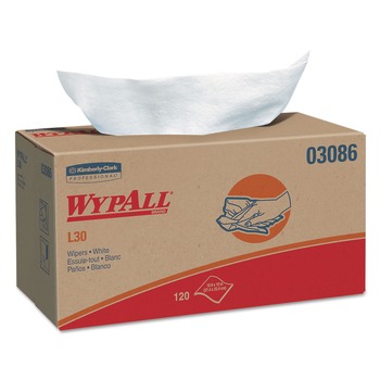 WypAll KCC 03086 10 in. x 9-4/5 in. POP-UP Box L30 Towels - White (120/Box 10 Boxes/Carton)