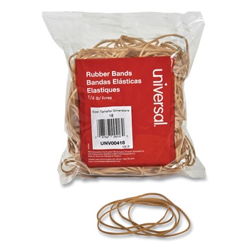 Universal UNV00418 0.04 in. Gauge, 4 oz. Box, Rubber Bands - Size 18, Beige (400/Pack)