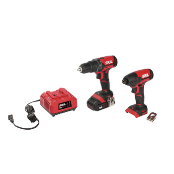 Skil CB739001 20V PWRCORE20 Brushless Lithium-Ion 1/2 in. Cordless Drill Driver and 1/4 in. Hex Impact Driver Combo Kit (2 Ah)