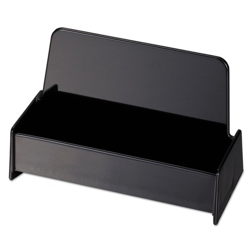 Universal UNV08109 3.75 in. x 1.81 in. x 1.38 in. Plastic Business Card Holder - Black image number 0