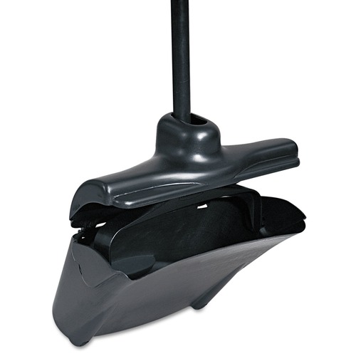Rubbermaid Commercial FG253200BLA Lobby Pro Plastic/Metal 12-1/2 in. Upright Dustpan with Cover - Black image number 0