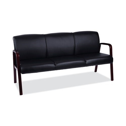 New Arrivals | Alera ALERL2319M 65.75 in. x 26.13 in. x 33 in. Reception Lounge 3-Seat Sofa - Black/Mahogany image number 0