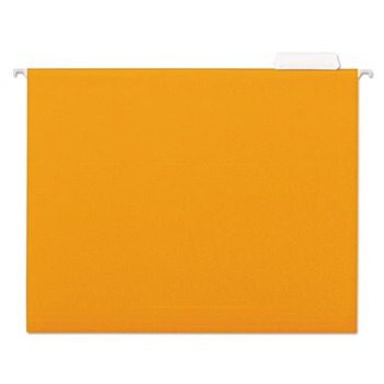 Universal UNV14122 1/5-Cut Tab, Deluxe Bright Color Hanging File Folders - Letter Size, Orange (25/Box)