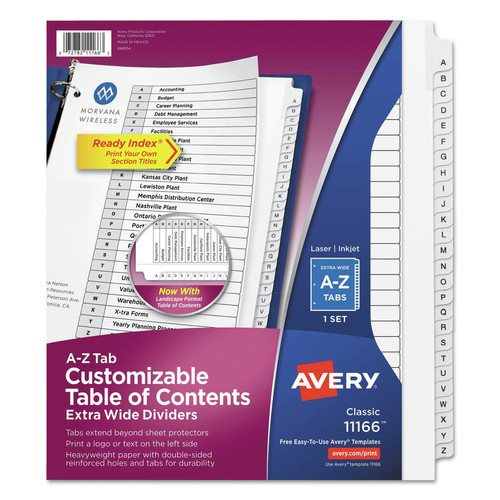 New Arrivals | Avery 11166 Customizable Table of Contents Ready Index Black and White Letter Dividers (26/Sheets) image number 0