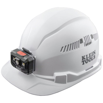 PROTECTIVE HEAD GEAR | Klein Tools 60113RL Vented Cap-Style Hard Hat with Rechargeable Headlamp - White