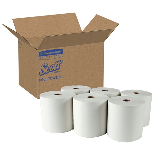 Cleaning & Janitorial Supplies | Scott 01005 Essential Recycled 1.5 in. Core 8 in. x 1000 ft. Hard Roll Paper Towels - White (6 Rolls/Carton) image number 0
