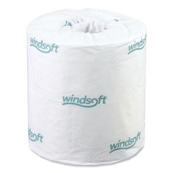 Windsoft WIN2405 2-Ply 4.5 in. x 3 in. Septic Safe Bath Tissues - White (48 Rolls/Carton, 500 Sheets/Roll)