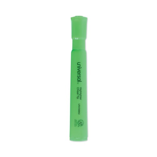 Universal UNV08862 Chisel Tip Fluorescent Green Ink Green Barrel Desk Highlighters (1 Dozen) image number 0