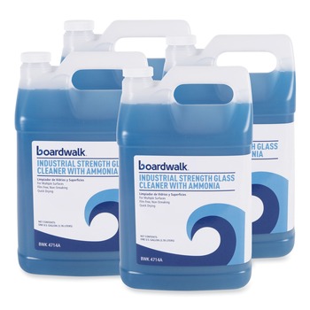 Boardwalk 585600-41ESSN 1 Gallon Bottle Industrial Strength Glass Cleaner with Ammonia (4/Carton)