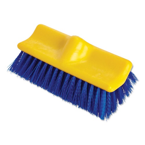 Rubbermaid Commercial FG633700BLUE 10 in. Plastic Bi-Level Deck Scrub Brush with Tapered Hole image number 0