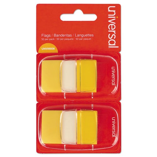 Universal UNV99006 Page Flags - Yellow (2 Dispensers/Pack, 50 Flags/ Dispenser) image number 0
