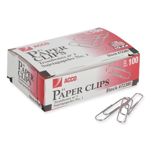 New Arrivals | ACCO A7072380I Paper Clips, Medium (no. 1), Silver, 1,000/pack image number 0