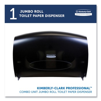 Kimberly-Clark Professional 09551 Essential Cored 20.43 in. x 13.12 in. x 5.8 in. Jumbo Roll Toilet Paper Dispenser - Black/ Smoke