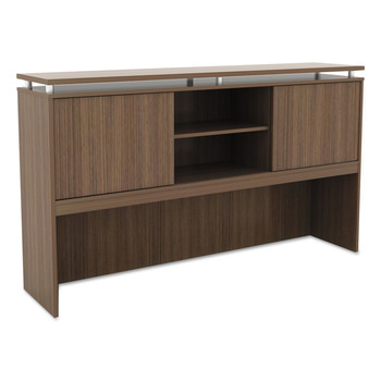 OFFICE DESKS AND WORKSTATIONS | Alera ALESE266615WA 66 in. x 15 in. x 42.5 in. Sedina Series Hutch with Sliding Doors - Modern Walnut