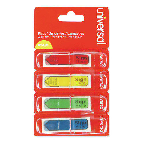 New Arrivals | Universal UNV99011 Deluxe Sign Here Message Arrow Flags - Assorted Colors (120/Pack) image number 0