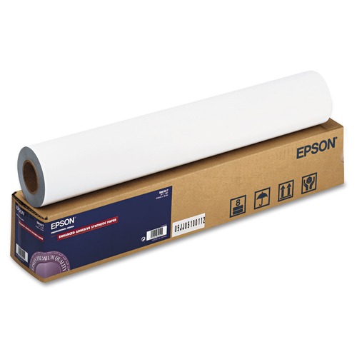 Epson S041617 24 in. x 100 ft., 2 in. Core, Enhanced Adhesive Synthetic Paper - Matte White (1-Roll) image number 0
