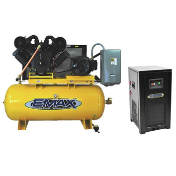 EMAX EP20H120V3PKG 20 HP 120 Gallon Oil-Lube Stationary Air Compressor with 115V 11 Amp Refrigerated Corded Air Dryer Bundle