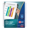 Friends and Family Sale - Save up to $60 off | Avery 75500 PRINT AND APPLY INDEX MAKER CLEAR LABEL SHEET PROTECTOR DIVIDERS, 5-TAB, LETTER (1 Set) image number 0