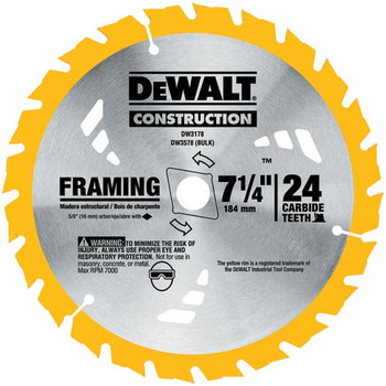 Dewalt DW3178 7-1/4 in. 24 Tooth Carbide Tipped Portable Circular Saw Blade Dewalt DW3178 7-1/4 in. 24 Tooth Carbide Tipped Portable Circular Saw Blade