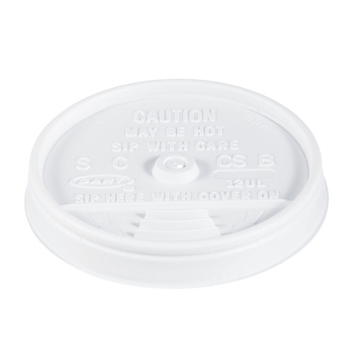 Cups and Lids | Dart 12UL Sip-Thru Lids for 10 - 14 oz. Foam Cups - White (1000-Piece/Carton) image number 0