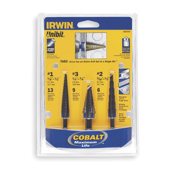 Irwin Vise-Grip 10502CB Cobalt Unibit, 3pc