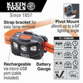 Klein Tools 56064 3.7V Lithium-Ion 400 Lumens Cordless Rechargeable Headlamp with Silicone Strap image number 1